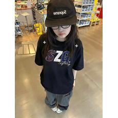 批发220克天丝棉短袖t恤男女潮牌情侣装夏刺绣花宽松圆领上衣