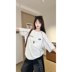 批发230克纯棉短袖<b class='q'>t</b><b class='q'>恤</b>女装夏新款韩系中长宽松设计感圆领上衣
