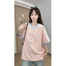 批发32支双纱纯棉短袖<b class='q'>t</b><b class='q'>恤</b>女装夏新款中长宽松设计感圆领上衣