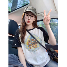批发220克天丝棉短袖t恤男女<b class='q'>情侣装</b>夏新款插肩袖宽松圆领上衣