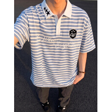 批发官图特价棉拉架短袖t恤男女<b class='q'>情侣装</b>夏季新款宽松刺绣花POLO领上衣