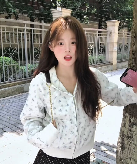 후아 남편 그리드 복합 우유 실크 380 그램 짧은 외투 후드티 여성 의류 봄 가을 지퍼 오픈 가디건 맨위