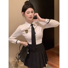 批发学院风jk制服套装领带白色衬衫女学生班服日系<b class='q'>秋</b>季长袖衬衣百褶裙