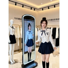 批发学院风jk套装秋季新款辣妹制服长袖领结衬衫高腰百褶半身裙两件套