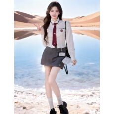 批发秋季新款女小个子甜盐系穿搭时尚套装洋气学院风JK工作服两件套