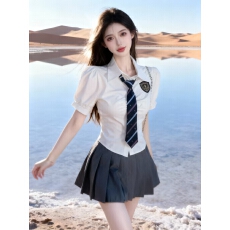 批发学院风jk制服套装女夏季新款纯欲辣妹新款衬衫百褶裙短裙子两件套