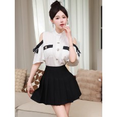 批发夜场<b class='q'>女</b>装性感<b class='q'>衬衫</b>套装2025新款按摩气质百褶裙足疗足浴技师工作服