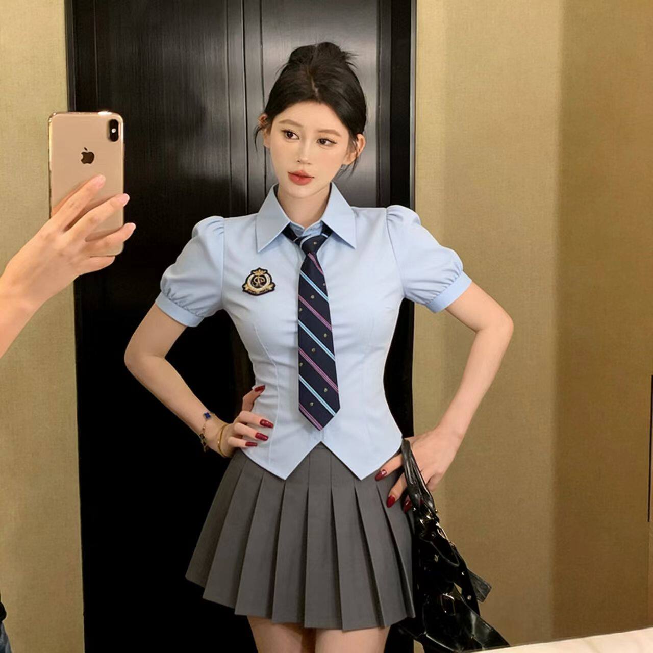 발 치료 클럽 하우스 연령 감소 경력 jk 유니폼 미니 스커트 세트 여성 섹시함 spa 발 욕조 마사지 기술자 작업복 여름