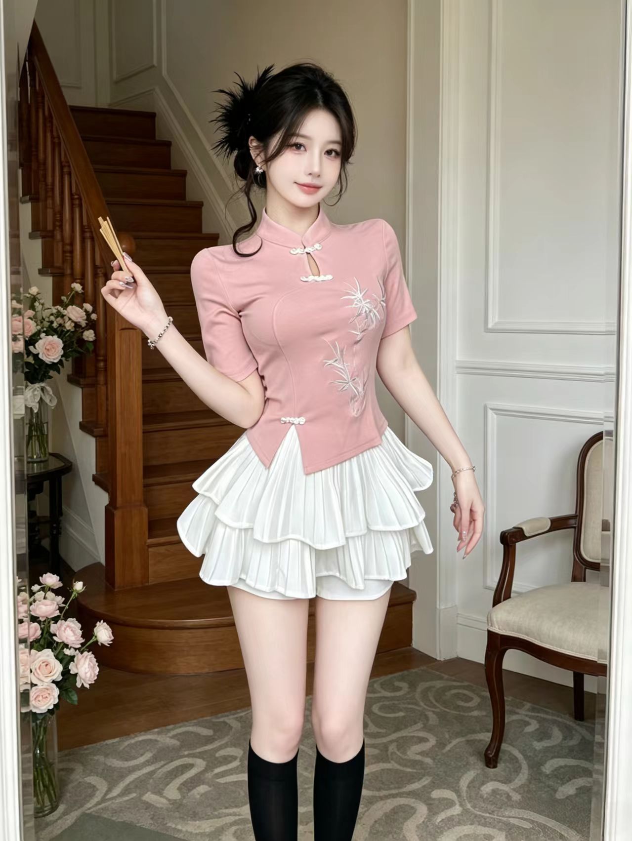 새로운 중식 국풍 치파오 발 치료 마사지 서비스 밤 본사 드레스 연령 감소 세트 선택 귀 뷰티샵 작업복