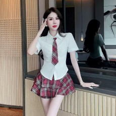 批发美容师新款<b class='q'>工作服</b><b class='q'>酒店</b>美发足疗会所足浴疗技师服短袖百褶裙
