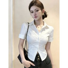 批发<b class='q'>职业</b>装制服短袖<b class='q'>衬衫</b>女夏季纯欲风洋气收腰<b class='q'>衬衣</b>商务辣妹工作服上衣