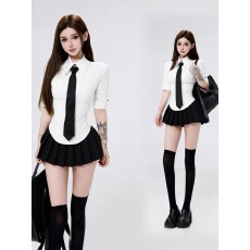 批发学院风jk制服套装女夏季韩系穿搭纯欲辣妹绝美衬衫上衣百褶短裙子