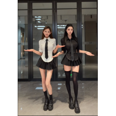 批发学院风jk制服套装女夏季韩系穿搭纯欲辣妹绝美衬衫上衣百褶短裙子