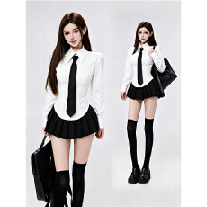 批发学院风jk制服套装女<b class='q'>秋</b>季韩系穿搭纯欲辣妹绝美衬衫上衣百褶短裙子