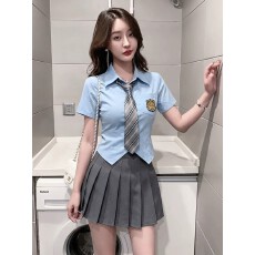 批发夜总店性感连衣裙减龄学院风jk制服套装衬衫百褶裙足浴技师工作服