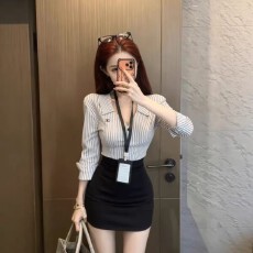 批发性感职业衬衫酒店前台制服套装女足疗柔式足浴按摩spa技师工作服