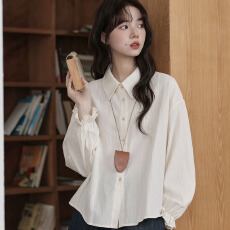 批发实拍2026年春季新款<b class='q'>日系</b>复古棉麻提花设计感叠穿内搭衬衣上衣