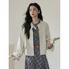 批发立领工装牛仔<b class='q'>外套</b>女春季2026新款复古宽松百搭<b class='q'>显瘦</b>设计感夹克上衣