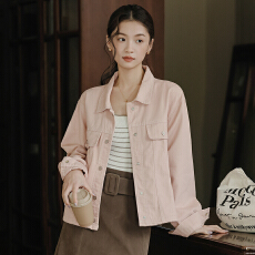 批发粉色工装牛仔<b class='q'>外套</b>女春季2026新款设计感小众宽松休闲百搭夹克上衣
