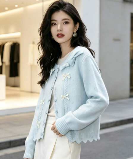 달콤한 자매 작은 샤넬 스타일 나비 매듭 스웨터 오픈 가디건 여성 봄 가을 부드러운 편안함 부드러운 찹쌀 니트 재킷 느긋한 느슨함 센스