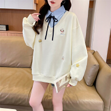 批发实拍华棉复合<b class='q'>大码</b><b class='q'>女装</b>春秋薄长袖卫衣女韩版宽松设计感上衣