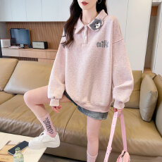 批发实拍华棉复合<b class='q'>大码</b><b class='q'>女装</b>春秋薄长袖卫衣女韩版宽松设计感上衣
