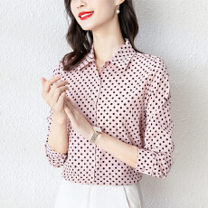 批发实拍2026年新款女波点雪纺<b class='q'>衬衫</b>长袖<b class='q'>气质</b>时尚重磅大码直筒女装