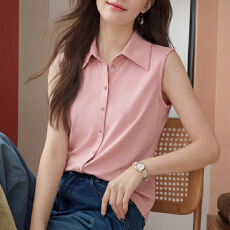 批发2026新款春夏无袖衬衫内搭高级感<b class='q'>休闲</b>背心百搭翻领上衣