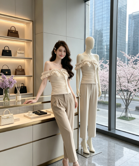 감사합니다. 아니요 고기 망사 오프숄더 민소매 몸매 가꾸기 조끼 여성 여름 3 차원 주름 디자인 센스 얇고 가벼운 통기성 맨위