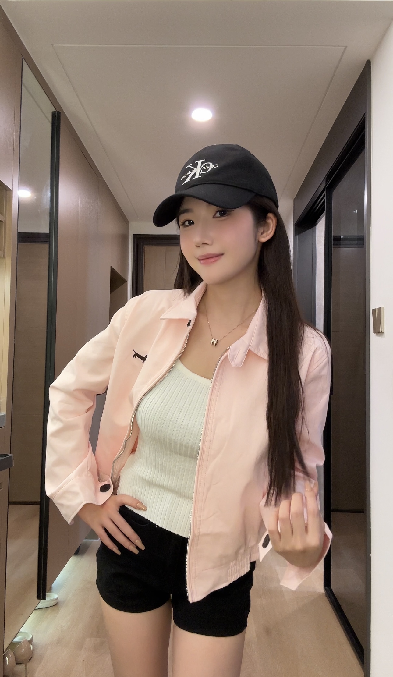 BY31461# 桃乐茜梦粉色腊肠狗刺绣夹克女秋韩系宽松休闲翻领外套  服裝批發女裝批發服飾貨源