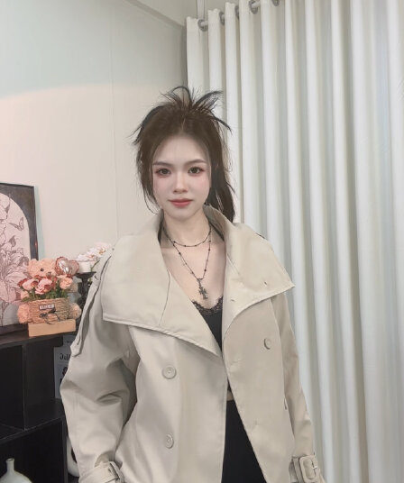 첸 좋은 난 nns ac e25 가을 새로운 영국식 바람 디자인 센스 스탠드 칼라 쇼트 스타일 한 부서 바람막이 여성 코트