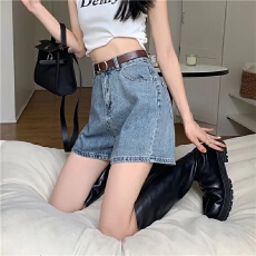 批发新款韩版简约高腰显瘦牛仔短裤女2026夏学生宽松a字百搭阔腿热裤