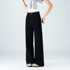 批发实拍#2025秋新款小个子阔腿<b class='q'>牛仔裤</b><b class='q'>女</b>高腰宽松大码胖mm宽松拖地裤