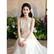 批发告白法式订婚礼服新娘领证登记小白<b class='q'>裙</b>女结婚衣服连衣<b class='q'>裙</b>
