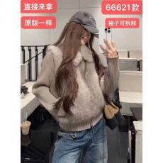 批发2025冬季新款年轻时尚环保<b class='q'>皮草</b>毛毛外套女<b class='q'>短款</b>小个子针织袖可拆卸