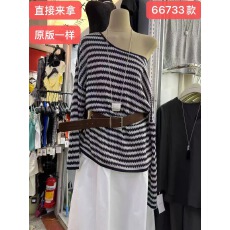 批发早秋镂空圆领条纹<b class='q'>针织衫</b>慵懒风<b class='q'>宽松</b>长袖毛衣罩衫