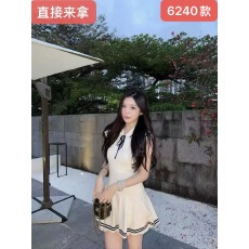 批发韩系学院风小飞袖针织连衣裙子女2026新款夏温柔甜美气质收腰短裙