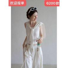批发修身针织韩系无袖背心+透气披肩两件套女<b class='q'>春</b>夏新款显瘦上衣