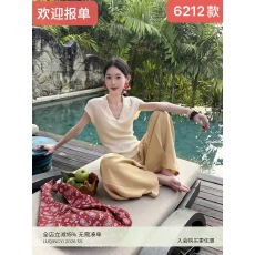 批发鹭青一原创清瓦天丝羊毛桑蚕丝绞花针织T恤女春修身无袖上衣