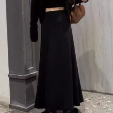 批发慵懒感松弛绵羊绒鱼尾裙女春秋百搭高腰显瘦垂坠感a字半身<b class='q'>长裙</b>子