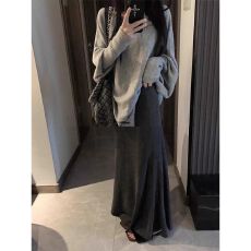 批发2025年春秋新款软糯高腰半身裙女显瘦a字中<b class='q'>长裙</b>性感垂感鱼尾裙子