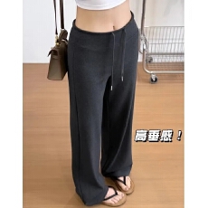批发黑色运动裤女春夏2025新款高腰垂感显瘦直筒窄版休闲小个子阔腿裤
