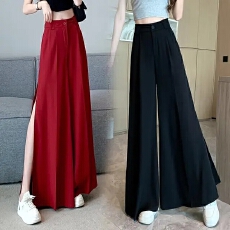 特大码日系慵懒感复古卡其色九分直筒裤女2026春夏新款高腰阔腿裤