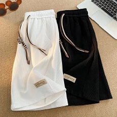 批发华夫格短裤男夏季薄款透气休闲男款潮流宽松美式运动五分裤