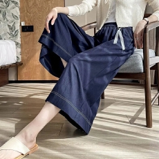 批发天丝蕾丝吊坠七分阔腿裤女夏季冰丝2025薄款高腰宽松凉凉牛仔<b class='q'>裙裤</b>
