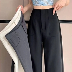 批发时尚气质窄版直筒<b class='q'>西装</b>裤女士2026春秋季新款宽松显瘦裤子休闲长裤