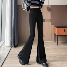批发2026夏季微喇叭裤女2026春夏新款黑色高腰修身显瘦弹力休闲西装裤