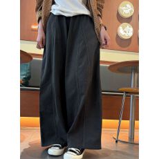 批发日系深灰色休闲阔腿弯刀裤女夏季新款宽松<b class='q'>高腰</b>显瘦微弹速干休闲裤