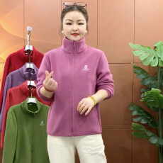 批发中年<b class='q'>妈妈装</b><b class='q'>时尚</b>秋冬摇粒绒外套女士新款宽松拉链加厚加绒夹克