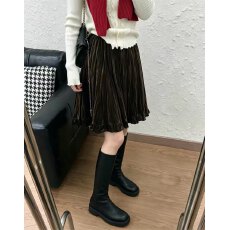 批发明睿欧韩2026女秋91新款韩系时尚<b class='q'>百搭</b>显瘦丝绒半身裙中长款A字裙